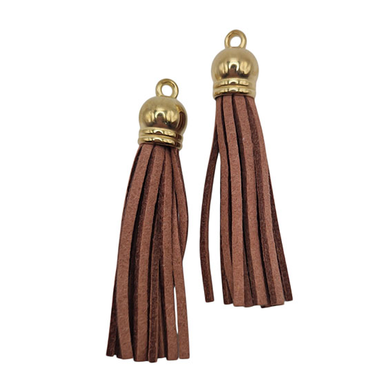 Tassel in Alcantare Marrone 60mm con Finali in Oro (NPAL002-MR)