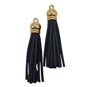 Tassel in Alcantare Nero 60mm con Finali in Oro (NPAL002-NR)