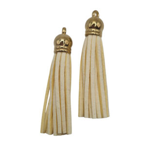 Tassel in Alcantare Ocre 60mm con Finali in Oro (NPAL002-OC)