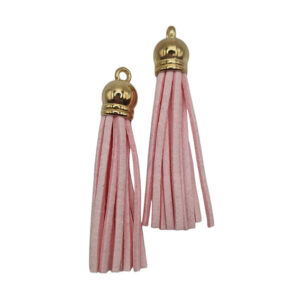 Tassel in Alcantare Rosa 60mm con Finali in Oro (NPAL002-RS)