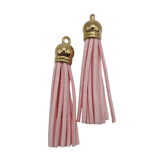 Tassel in Alcantare Rosa 60mm con Finali in Oro (NPAL002-RS)