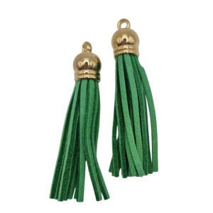 Tassel in Alcantare Verde 60mm con Finali in Oro (NPAL002-VD)