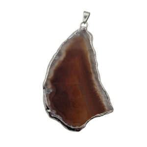 Ciondoli Fette di Agata con Bordo in Ottone su base Argento Colore Ambra 40x65mm (062)