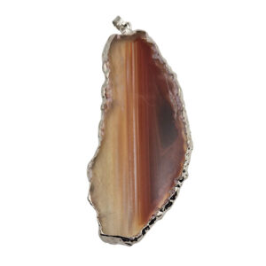 Ciondoli Fette di Agata con Bordo in Ottone su base Argento Colore Ambra 42x92mm (067)