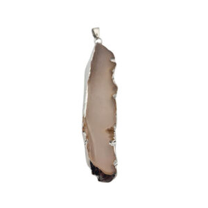 Ciondoli Fette di Agata con Bordo in Ottone su base Argento Colore Sabbia 20x80mm (066)