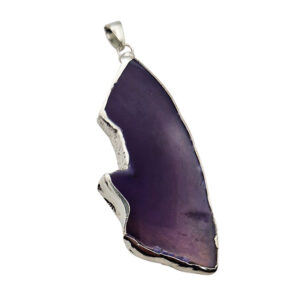 Ciondoli Fette di Agata con Bordo in Ottone su base Argento Colore Viola 30x65mm (063)