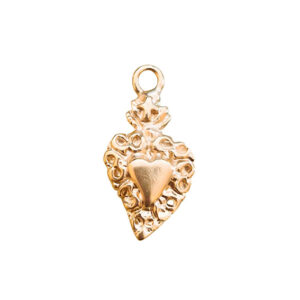 Ciondoli in Zama Cuore Sacro mini Oro con Merletto 10x20mm (CNZM320-O)
