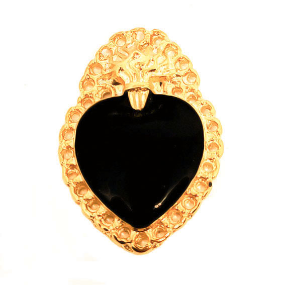 Distanziatori in Zama Cuore Sacro Smaltati Nero Pieno 22x30mm (DSZM161-NP)