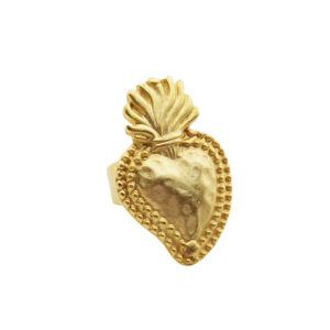 Anelli in Zama Regolabile con Cuore Sacro 20x30mm (ANZM023)
