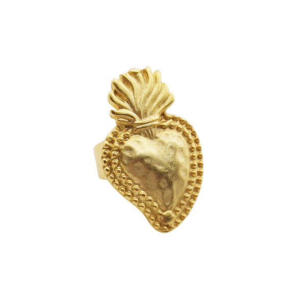 Anelli in Zama Regolabile con Cuore Sacro 20x30mm (ANZM023)