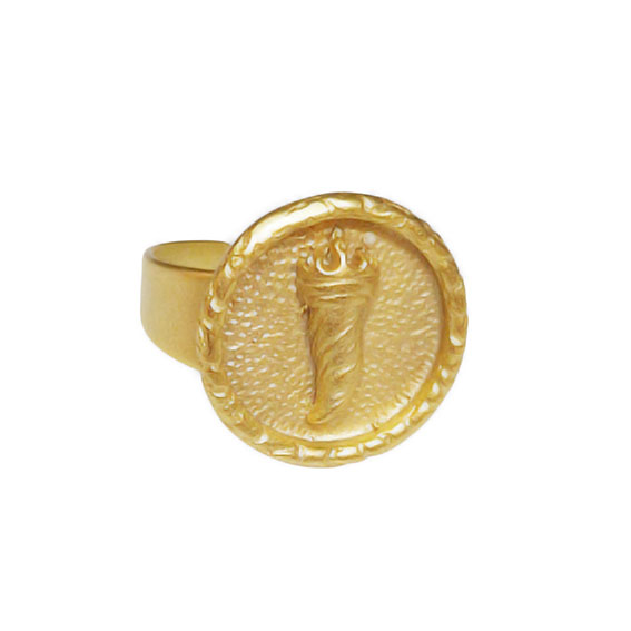Anelli in Zama Regolabile con base Tonda e simbolo Cornetto Porta Fortuna 18mm (ANZM019)