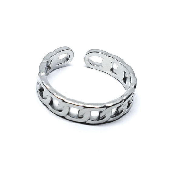 Anello in Acciaio con Simbolo di Intreccio Regolabile (ANAC036)