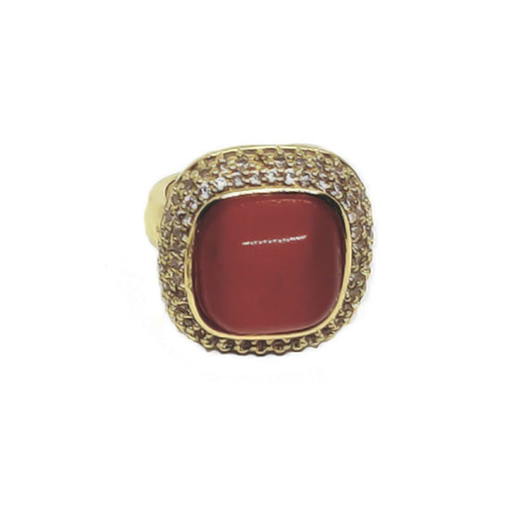 Anelli in Ottone Con Pietre Occhi di Gatto Ambra da 10mm base con Zirconi 20mm (ANOT021-AM)