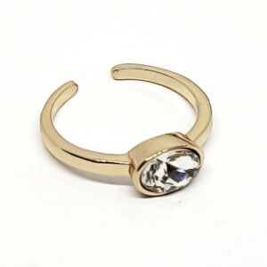 Anelli in Ottone su base Oro con Pietra in Vetro Colore Argento 5X8mm (ANOT033-AR)