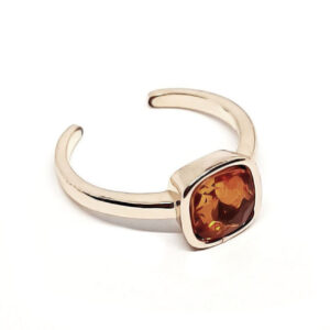 Anelli  in Ottone con Pietra in Vetro da 8mm Ambra (ANOT032-AM)