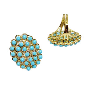 Anello in Ottone con Pietre in Pasta di turchese Modello Ovale 25x30mm ((ANOT3P24-O)