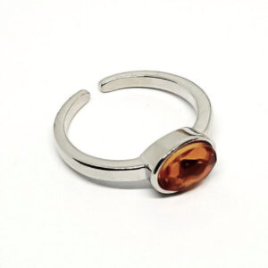 Anelli in Ottone su base Oro con Pietra in Vetro Colore Pesca 5X8mm (ANOT033-PS)