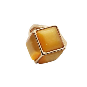 Anelli in Ottone su base Oro Con Pietre a forma di Cubo in Vetro Giallo con Elastico (ANOT031-GL)