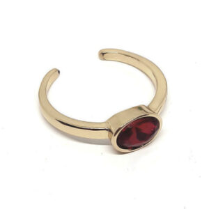 Anelli in Ottone su base Oro con Pietra in Vetro Colore Rubino 5X8mm (ANOT033-RB)