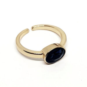 Anelli in Ottone su base Oro con Pietra in Vetro Colore Zaffiro 5X8mm (ANOT033-ZF)