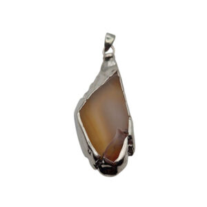 Ciondoli Fette di Agata con Bordo in Ottone su base Argento Colore Ambra 24x50mm (080)