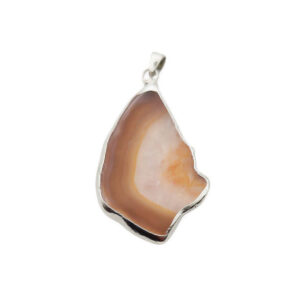 Ciondoli Fette di Agata con Bordo in Ottone su base Argento Colore Ambra 33x50mm (092)