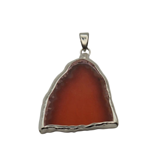 Ciondoli Fette di Agata con Bordo in Ottone su base Argento Colore Ambra 35x37mm (079)