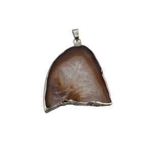 Ciondoli Fette di Agata con Bordo in Ottone su base Argento Colore Ambra 40x42mm (083)