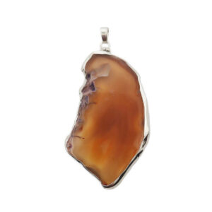Ciondoli Fette di Agata con Bordo in Ottone su base Argento Colore Ambra 40x65mm (096)