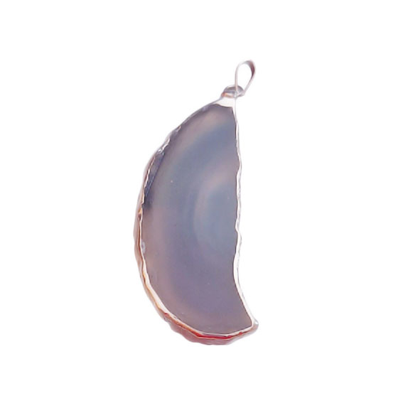 Ciondoli Fette di Agata con Bordo in Ottone su base Argento Colore Blu 30x65mm (088)
