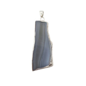 Ciondoli Fette di Agata con Bordo in Ottone su base Argento Colore Grigio 22x58mm (086)