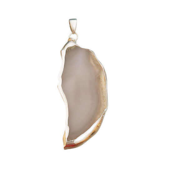 Ciondoli Fette di Agata con Bordo in Ottone su base Argento Colore Sabbia 25x60mm (089)