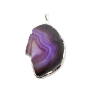 Ciondoli Fette di Agata con Bordo in Ottone su base Argento Colore Viola 45x60mm (091)